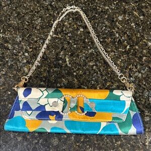 Guess Multicolor Floral Clutch with Chain